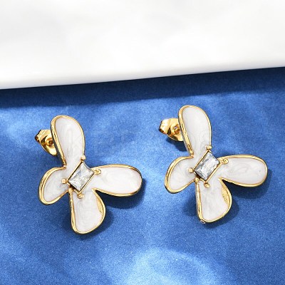 304 Stainless Steel Butterfly Stud Earrings EJEW-S268-01G-B-1