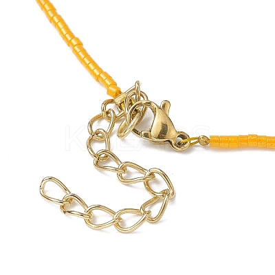 Lampwork Evil Eye & Glass Seed Beads Necklace with Real 18K Gold Plated 304 Stainless Steel Clasps NJEW-JN04597-04-1