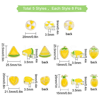 40Pcs 5 Style Transparent Enamel Acrylic Beads TACR-SC0001-10-1