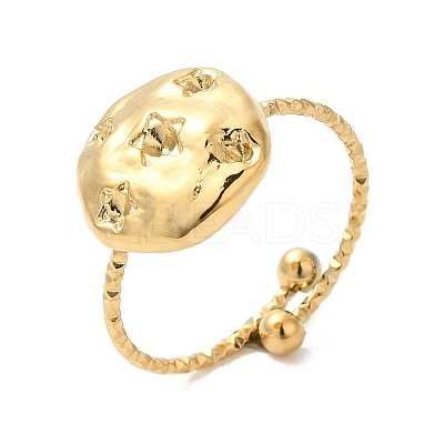 Ion Plating(IP) 304 Stainless Steel Flat Round Open Cuff Ring Settings for Rhinestone RJEW-M149-33G-1