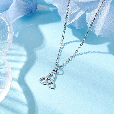 Non-Tarnish Trinity Knot/Triquetra 304 Stainless Steel Pendant Necklaces NJEW-JN04882-02-1