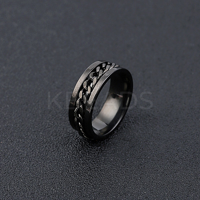 304 Stainless Steel Rotatable Chain Finger Rings for Men FS-WG60CA3-36-1