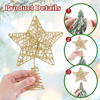 Glitter Iron Christmas Treetop Star Ornament AJEW-WH0031-83-1