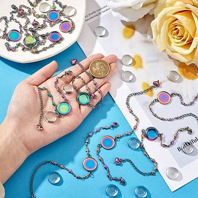 DIY Rainbow Color Blank Dome Link Bracelet Making Kit DIY-SZ0009-08-1