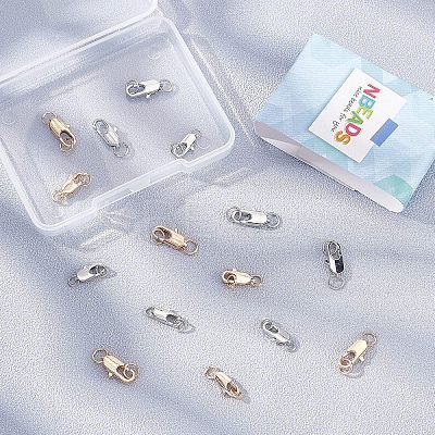 16Pcs 4 styles Brass Lobster Claw Clasps FIND-NB0002-65-1