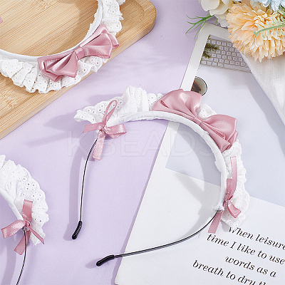 Cloth Bowknot Hair Bands for Women Girl OHAR-WH0029-12C-1