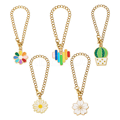 5Pcs 5 Styles Alloy Enamel Wine Glass Charms HJEW-TA0001-15-1