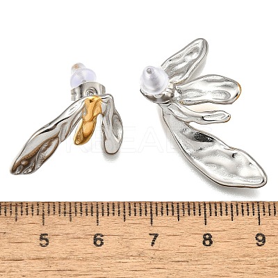 304 Stainless Steel Two-tone Stud Earrings for Women EJEW-R023-01GP-04-1