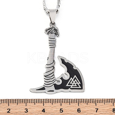 Viking Style Titanium & 201 Stainless Steel Pendant Necklaces LS-NJEW-C066-11P-1