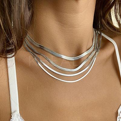 304 Stainless Steel Snake Chain Necklaces for Women WG80FEF-37-1