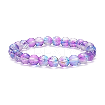 7Pcs 7 Color Bling Glass Round Beaded Stretch Bracelets Set for Women BJEW-JB08993-1