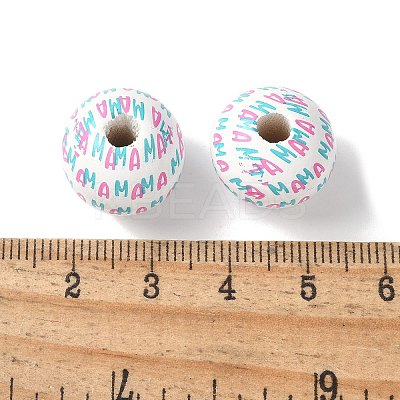 Mother's Day Theme Printed Wood European Beads WOOD-F016-02-1