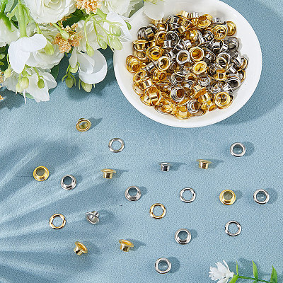 200Pcs 2 Colors Iron Grommet Eyelet Findings IFIN-GF0001-59B-1