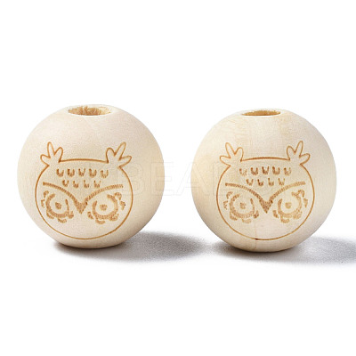 Unfinished Natural Wood European Beads WOOD-S045-149-1