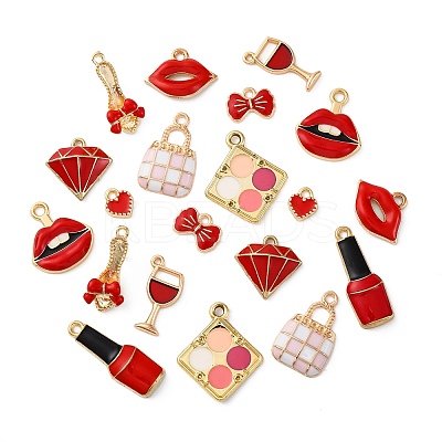 20Pcs 10 Styles Women Theme Alloy Pendants ENAM-FP0002-07-1