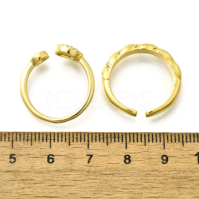 2Pcs 2 Styles Brass Micro Pave Clear Cubic Zirconia Cuff Rings for Women RJEW-S399-02G-1