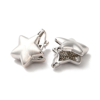 Brass Star Hoop Earrings for Women EJEW-Q024-07P-1