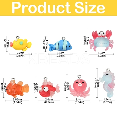 35Pcs 7 Styles Ocean Theme Resin Pendants RESI-YW0001-68-1