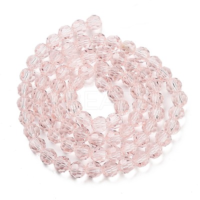 Misty Rose Color Faceted(32 Facets) Round Glass Beads Strands X-EGLA-J042-6mm-19-1