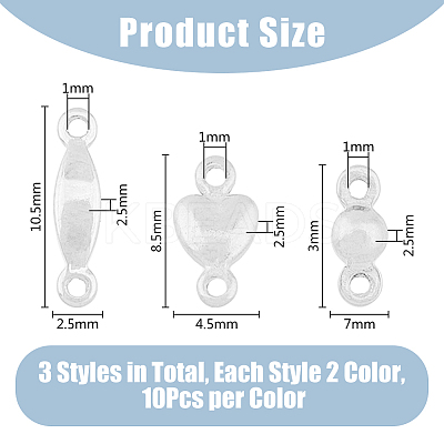 60Pcs 6 Styles Brass Connector Charms KK-HY0001-94-1