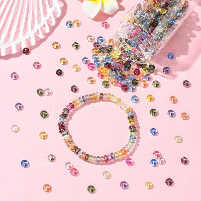 111Pcs Electroplate Transparent Colours Rainbow Glass Seed Beads SEED-YW0002-93A-1