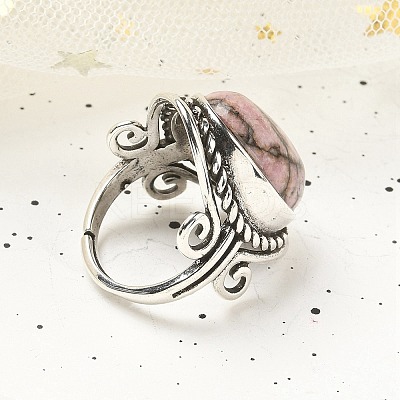 Natural Rhodonite Adjustable Rings RJEW-I108-01AS-04-1