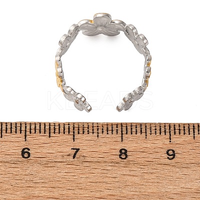 304 Stainless Steel Double Color Cuff Rings RJEW-S635-01GP-X-1