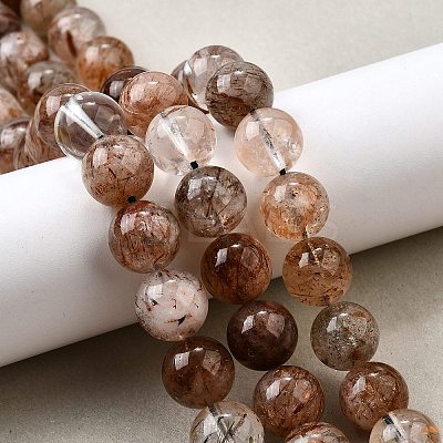 Natural Black Gold Rutilated Quartz Beads Strands G-H093-B03-12mm-1