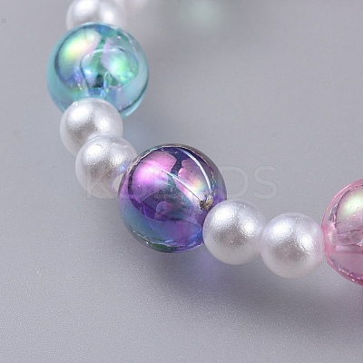 Transparent Acrylic Imitated Pearl  Stretch Kids Bracelets BJEW-JB04575-1