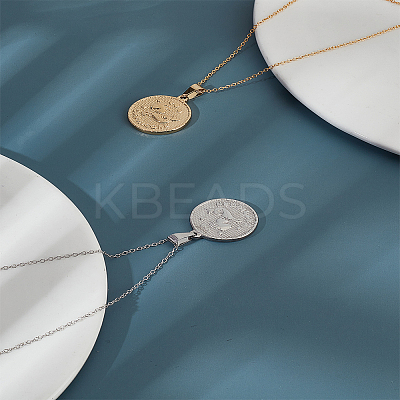 2Pcs 2 Colors 304 Stainless Steel Pendants STAS-LP0003-92G-1