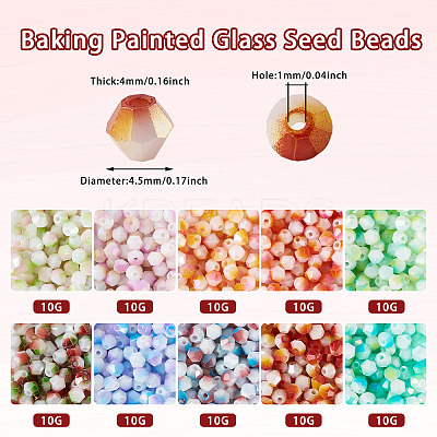 100G 10 Colors Baking Paint Glass Seed Beads SEED-TA0001-48-1