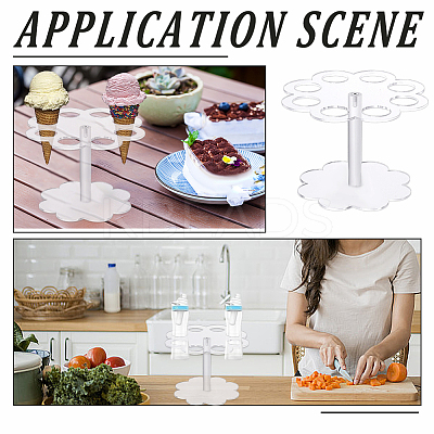 Acrylic 8-Hole Ice Cream Display Stands ODIS-WH0078-58-1