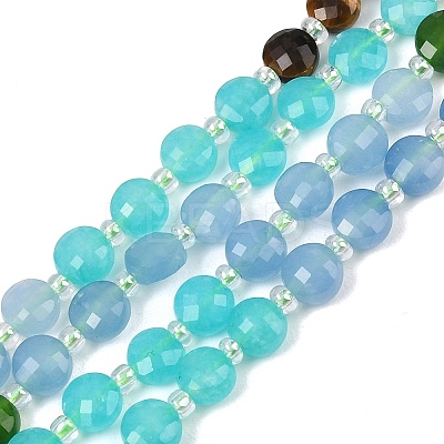 Natural Agate(Dyed & Heated) & Dyed White Jade & Tiger Eye Beads Strands G-Z135-B04-1