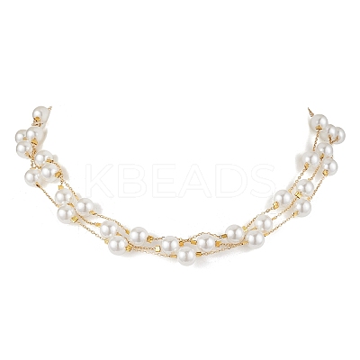 Round ABS Plastic Imitation Pearl Beads Necklace & Bracelet & Dangle Earring Sets for Women SJEW-JS01306-1