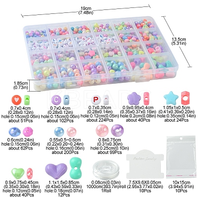 DIY Flat Round & Heart Acrylic & Plastic Beads Bracelets Making Kits DIY-FS0006-41-1