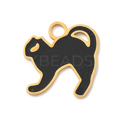 304 Stainless Steel Enamel Halloween Theme Charms STAS-Z164-03G-01-1