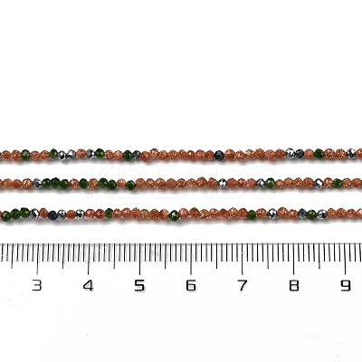 Synthetic Goldstone & Green Goldstone & Blue Goldstone Beads Strands LS-G-RM250104-D5-1