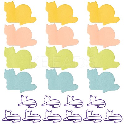 12 Books 4 Colors Lovely Lying Cat Shape Memo Notepads AJEW-GF0007-13-1