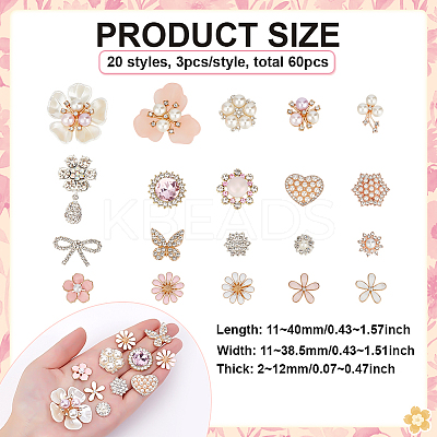 60Pcs 20 Styles Alloy Enamel & Rhinestone Cabochons Sets DIY-PH0033-79-1