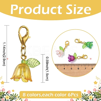48Pcs 8 Colors Acrylic Pendant Decorations HJEW-YW00190-1
