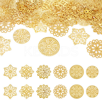 48Pcs 6 Styles Rack Plating Iron Filigree Joiners IFIN-TA0001-65-1