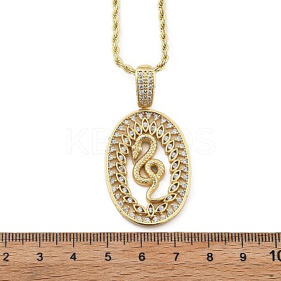 Brass Cubic Zirconia Pendant Necklaces for Women NJEW-U034-02B-G-1