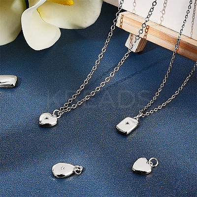 12Pcs 3 Styles Brass Micro Pave Clear Cubic Zirconia Pendants ZIRC-BBC0003-53-1