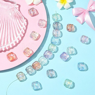 40Pcs 8 Colors UV Plating Transparent Acrylic Beads PACR-CJ0001-46-1