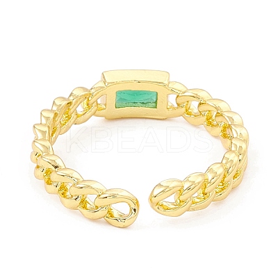 Cubic Zirconia Rectangle Open Cuff Ring RJEW-I083-02G-02-1