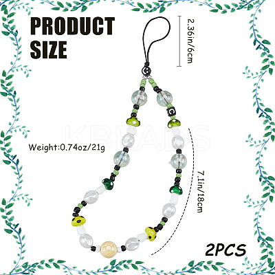 2Pcs Resin Beaded Mobile Phone Lanyard Wrist Strap HJEW-GF0001-47A-1