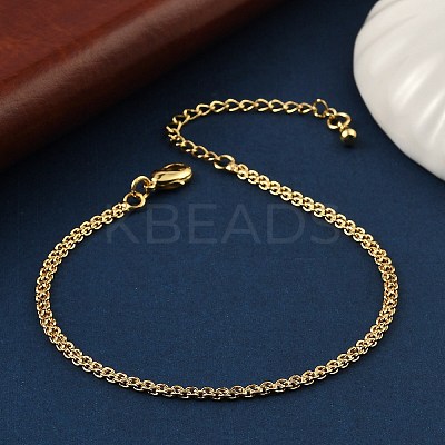 Brass Rope Chain Bracelets for Women BJEW-G735-08G-1