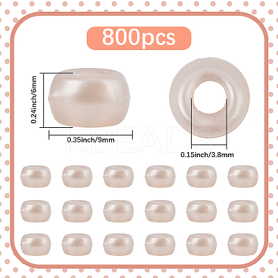 800Pcs Plastic Pearlized Beads KY-SP0001-53A-1