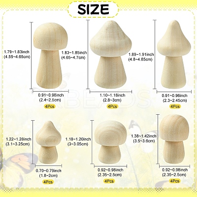 24Pcs 6 Styles Undyed Natural Wood Decoration WOOD-YW0001-44-1