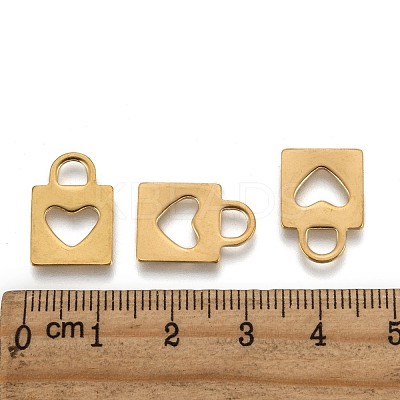 Padlock Ion Plating(IP) 304 Stainless Steel Charms X-STAS-L159-13G-1